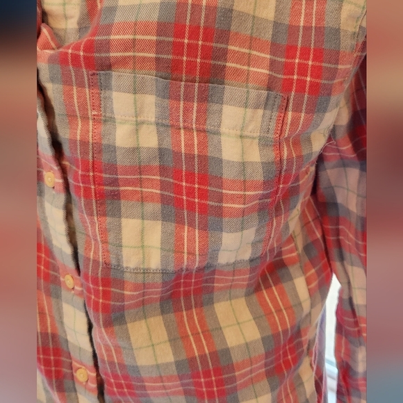 Lauren James Medium Pink Blue Cotton Flannel Button Down - Picture 6 of 8